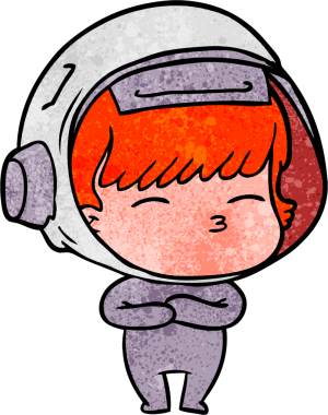 Bir insan tarafından çizilmiş meraklı astronot çizgi filmi.