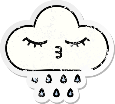 Bir insan tarafından çizilmiş tatlı bir yağmur bulutunun sıkıntılı çıkartması