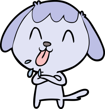 Bir insan tarafından çizilmiş şirin bir çizgi film köpeği.