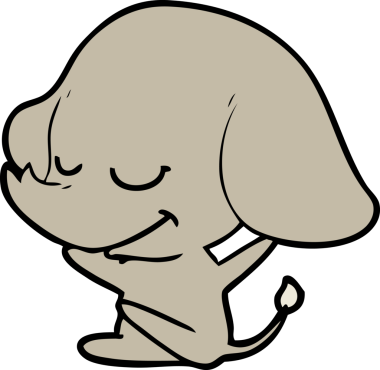 Bir insan tarafından çizilmiş gülümseyen bir fil.