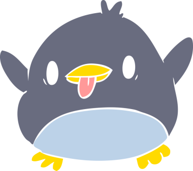 Bir insan tarafından çizilmiş şirin düz renkli penguen.