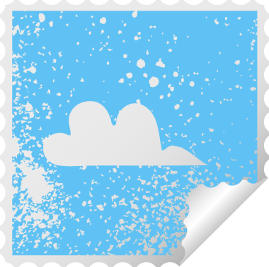 Bir insan tarafından çizilmiş bir bulutun kare soyulmuş çıkartması.