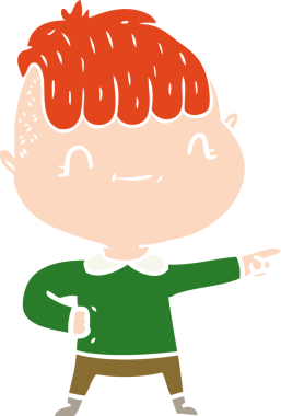 Düz renkli çizgi film karakteri bir insan tarafından çizilmiş.