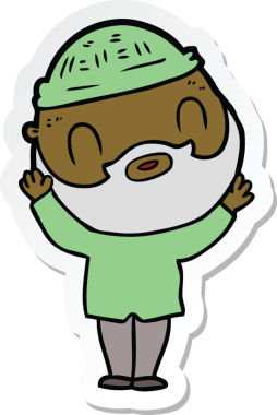 Bir insan tarafından çizilmiş sakallı bir adamın çıkartması.