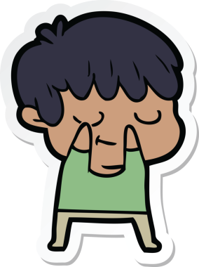 Bir insan tarafından çizilmiş mutlu bir çizgi film çocuğunun çıkartması.