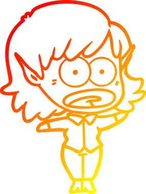 Bir çizgi film karakteri çizimi bir insan tarafından çizilmiş elf kızı şok etti.