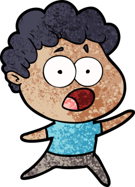 Bir insan tarafından çizilmiş bir karikatür adamı şaşkınlıkla nefes nefese kaldı.