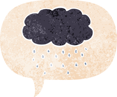 karikatür bulutu yağmur gibi yağıyor grunge içinde sıkıntılı retro desen tarzı bir insan tarafından çizilmiş