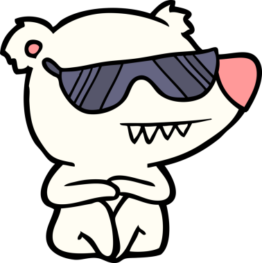 Bir insan tarafından çizilmiş havalı bir kutup ayısı çizgi filmi.