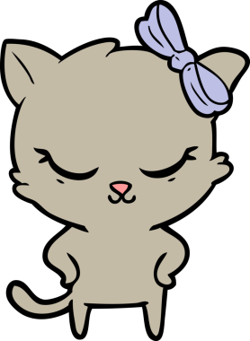 Bir insan tarafından çizilmiş sevimli çizgi film kedisi.