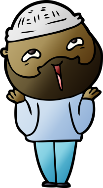 Bir insan tarafından çizilmiş mutlu sakallı bir adam.