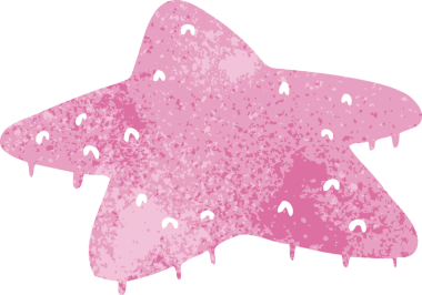 Bir insan tarafından çizilmiş yıldız balığının el çizimi karikatürü.