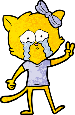 Bir insan tarafından çizilmiş çizgi film kedisi.