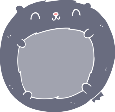 Bir insan tarafından çizilmiş düz renkli çizgi film ayısı