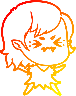 Bir insan tarafından çizilmiş kızgın bir vampir kız çizgi çizimi.