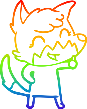 gökkuşağı gradyanı çizimi bir insan tarafından çizilmiş mutlu bir tilki çizgi filmi.