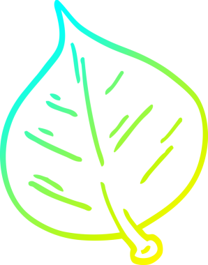 Bir insan tarafından çizilmiş bir çizgi film yaprağının soğuk gradyan çizimi