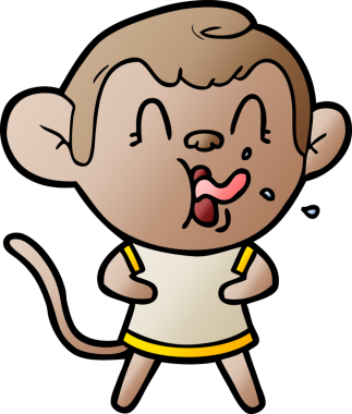 Bir insan tarafından çizilmiş çılgın çizgi film maymunu