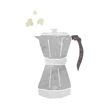 Bir insan tarafından çizilmiş serbest ve retro karikatür fırın espresso makinesi.