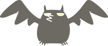 Bir insan tarafından çizilmiş bir gece yarasasının el çizimi karikatürü.