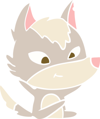 Bir insan tarafından çizilmiş düz renkli çizgi film kurdu.