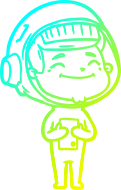 Bir insan tarafından çizilmiş mutlu bir astronotun soğuk gradyan çizimi.