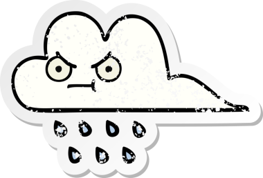 Bir insan tarafından çizilmiş tatlı bir yağmur bulutunun sıkıntılı çıkartması