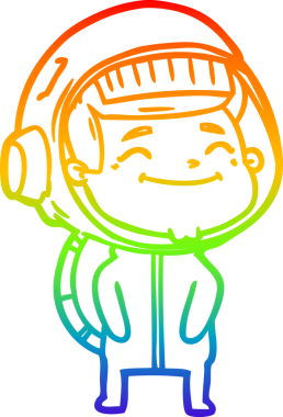 gökkuşağı gradyan çizimi mutlu bir çizgi astronot çizimi bir insan tarafından çizildi