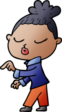 Bir insan tarafından çizilmiş sakin bir kadın çizgi filmi.