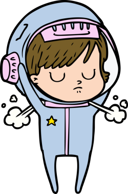 Bir insan tarafından çizilmiş astronot kadın.