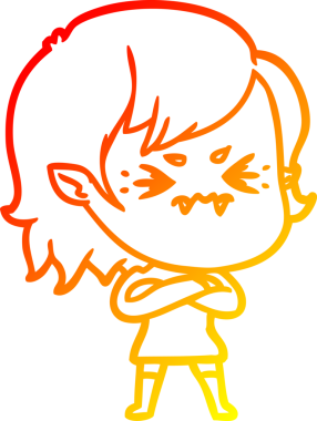 Bir insan tarafından çizilmiş kızgın bir vampir kız çizgi çizimi.