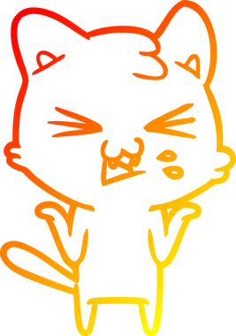 Bir insan tarafından çizilmiş çizgi film kedisinin sıcak çizgi çizimi