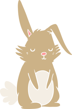 Düz renkli çizgi film. Uyuyan tavşan bir insan tarafından çizilmiş.