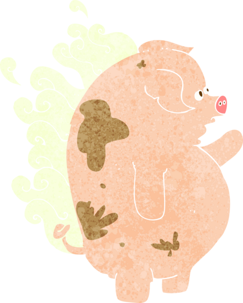 Bir insan tarafından çizilmiş şişman kokuşmuş domuz.