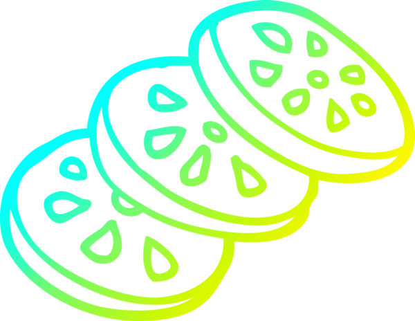 Bir insan tarafından çizilmiş bir domatesin soğuk gradyan çizimi.