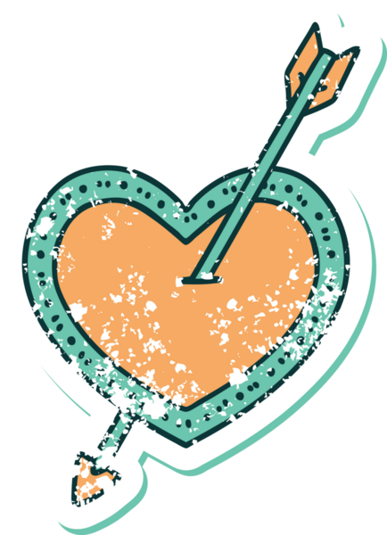 Bir insan tarafından çizilmiş ok ve kalbin sembolik depresif dövme görüntüsü