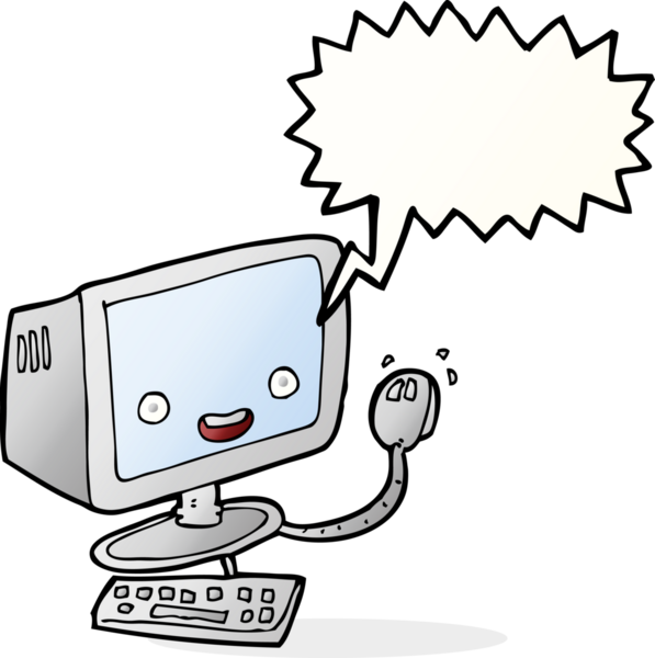 bir insan tarafından çizilmiş konuşma baloncuklu çizgi film bilgisayarı