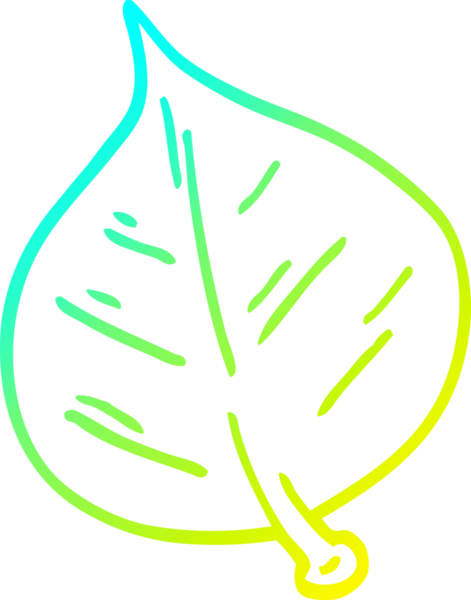 Bir insan tarafından çizilmiş bir çizgi film yaprağının soğuk gradyan çizimi