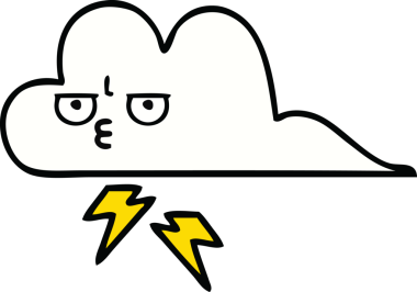 Bir insan tarafından çizilmiş güzel bir gök gürültüsü bulutu karikatürü