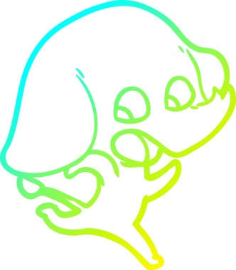 Bir insan tarafından çizilmiş şirin bir filin soğuk gradyan çizgisi