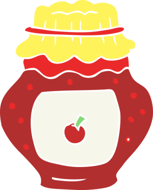 Bir insan tarafından çizilmiş reçel kavanozunun düz renk çizimi