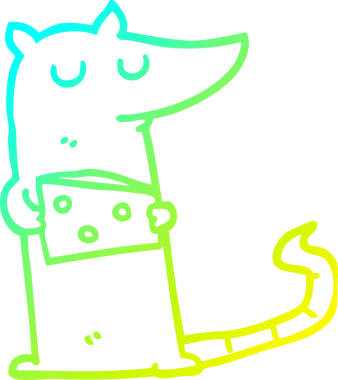 Bir insan tarafından çizilmiş peynirli çizgi roman faresinin soğuk gradyan çizimi