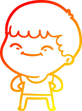 Bir insan tarafından çizilen mutlu bir çocuğun sıcak çizgi çizimi.