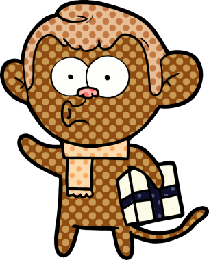 Bir insan tarafından çizilmiş Noel Maymunu çizgi filmi