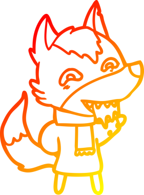 Bir insan tarafından çizilmiş, kışın aç kurt çizgi çizimi.