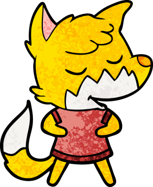 Bir insan tarafından çizilmiş tilki çizgi film karakteri