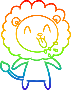 gökkuşağı gradyanı çizimi bir insan tarafından çizilmiş mutlu bir karikatür aslanı