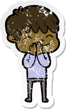 Bir insan tarafından çizilmiş mutlu bir çocuğun sıkıntılı çıkartması.