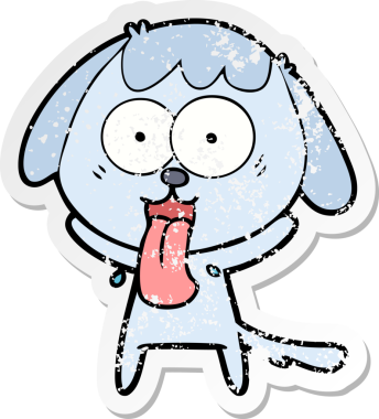 Bir insan tarafından çizilmiş şirin bir köpeğin sıkıntılı çıkartması.