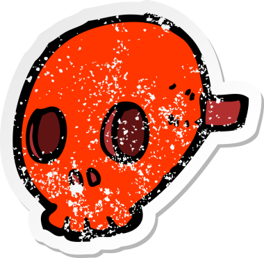 Bir insan tarafından çizilmiş bir kafatası maskesinin gerilimli çıkartması.